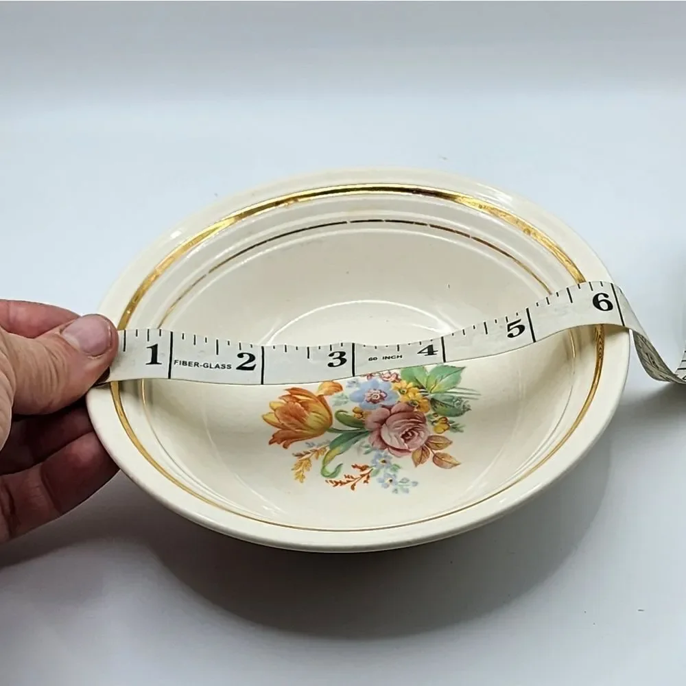 UPICO Ivory Bowl Floral Print 22ct Gold Trim Replacement